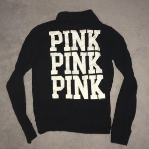 VS PINK 1/2 Zip Black Top